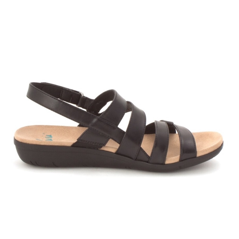 Yuu Janne Black Open Toe Back Strap Comfort Sandal